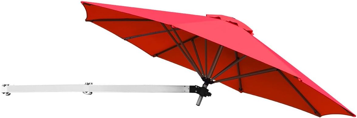 COSTWAY Parasol Mural en Aluminium Ø 250 CM – Parasol en Porte-à-Faux de Balcon avec Mât Réglable, pour Terrasse, Café