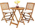 GIANTEX Salon de Jardin 2 Personnes en Bois d'Acacia – Table de Jardin Extérieur avec Chaise Plaintes, 2 Coussins Amovibles, pour Terrasse, Balcon
