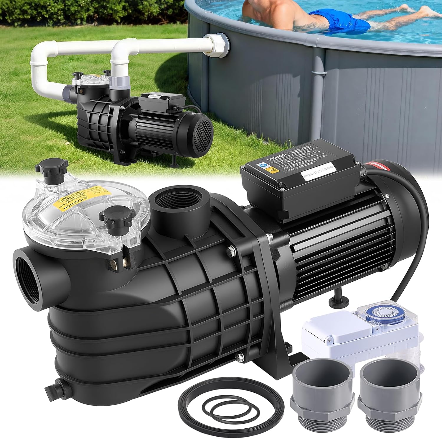avec Panier Filtre – Pompe Piscine 3000 W Pompe Filtration Piscine 35000 L/h pour Piscines Hors Sol Enterrées – Pompes, VEVOR