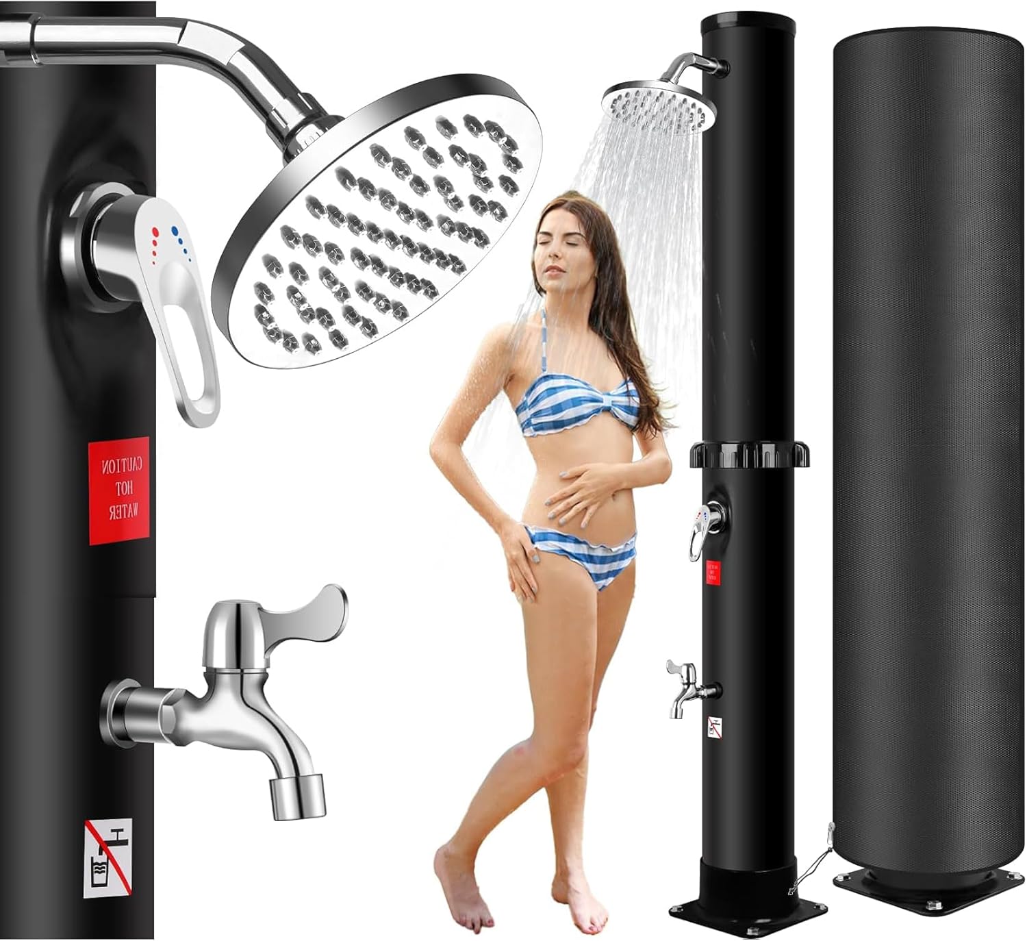 Douche Solaire Extérieure 40 L – Pistolets d'arrosage, Qdreclod, Colonne de Douche de Jardin avec Housse de Protection, Rince-Pieds