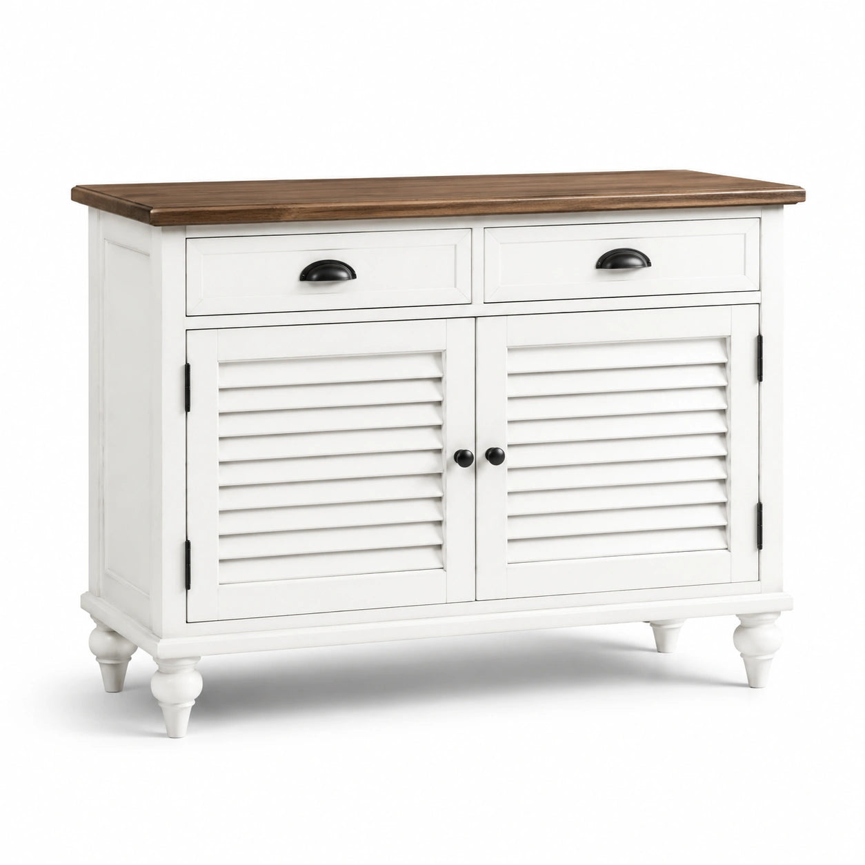 Buffet en bois avec plateau teinté et 2 tiroirs