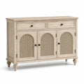 Buffet en bois avec portes en cannage 3 portes 2 tiroirs
