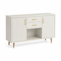 Buffet en bois MDF blanc avec poignées dorées 120x40x80 cm