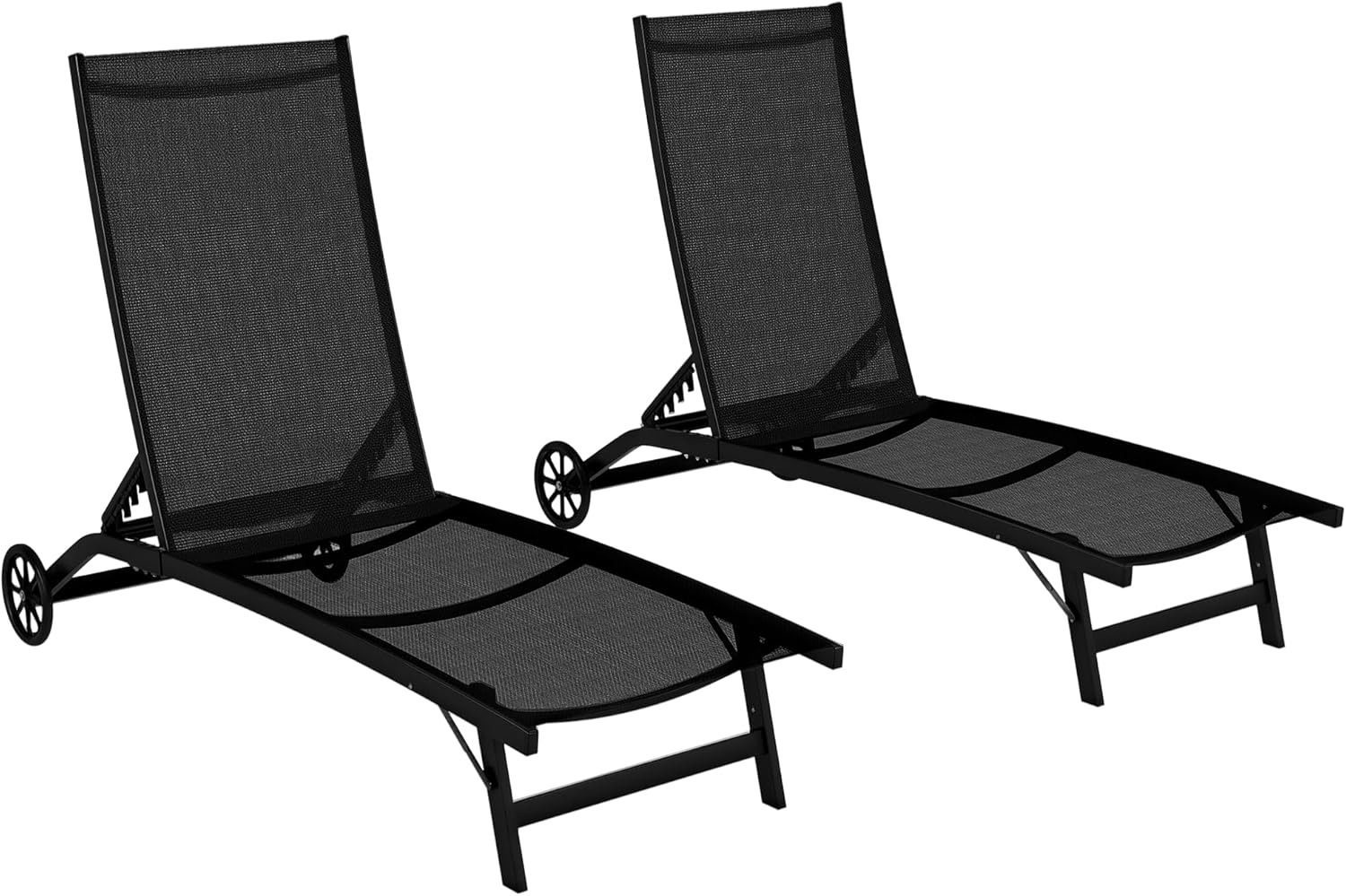 Lot de 2 Bains de Soleil transat Chaise Longue inclinable en Aluminium et textilène avec – Outsunny, transat