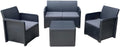 Salon Bas de Jardin de 4 Personnes Coloris Gris Anthracite (2 fauteuils – PEGANE, canapé, Table Basse Coffre