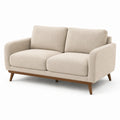 Canapé 2 places en bois et tissu lin beige
