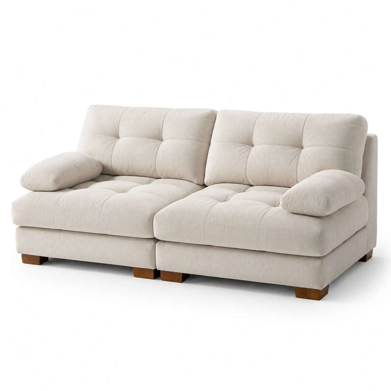 Canapé modulable en tissu polyester beige