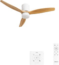 CREATE / WINDCALM CONCRETE/Ventilateur de plafond blanc bois clair avec contrôleur et télécommande / – lumière LED 3 températures, Ø132 cm