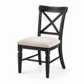 Chaise en bois noir avec siège en tissu beige