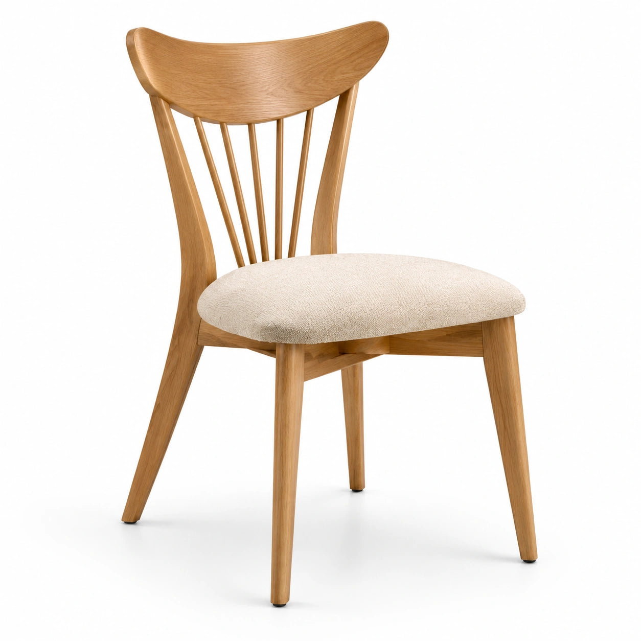 Chaise en bois avec assise en tissu beige