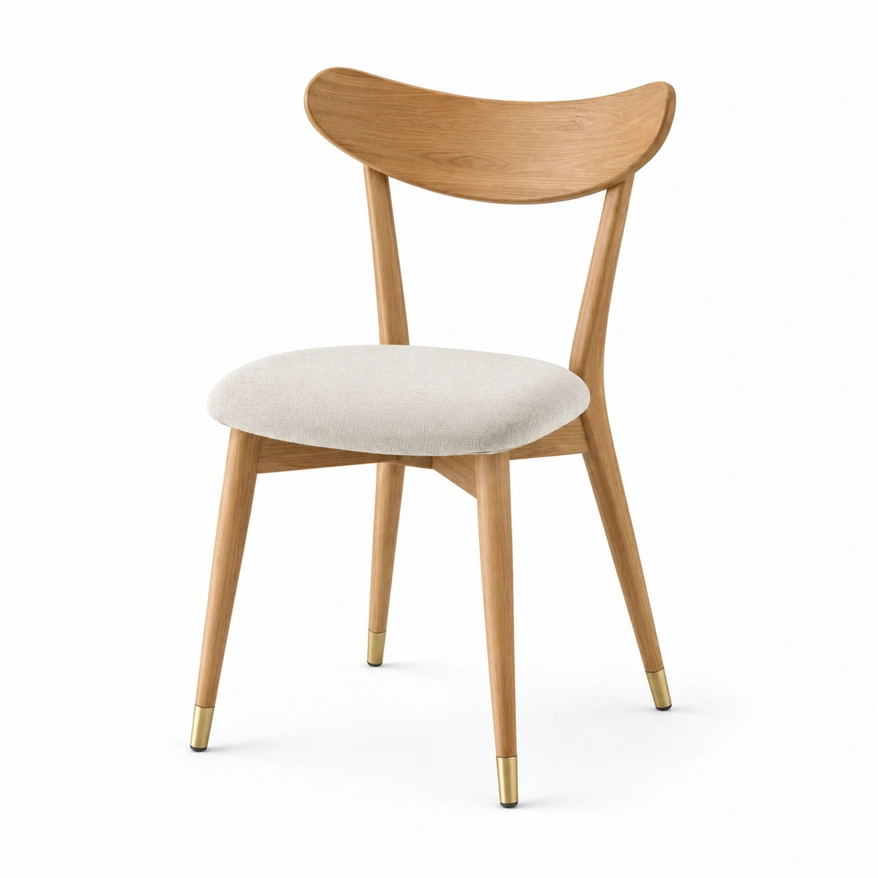 Chaise en bois avec assise en tissu polyester beige