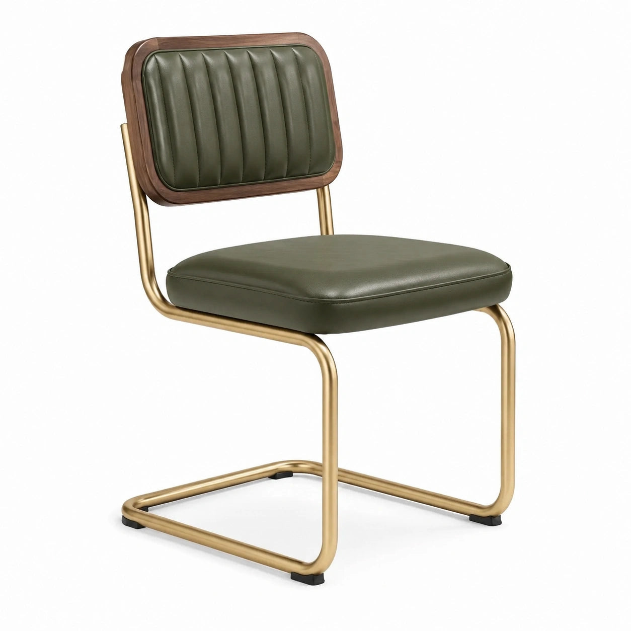 Chaise en cuir synthétique et métal vert
