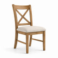 Chaise en bois avec assise en lin beige