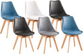 PEZ ROJO Lot de 6 Chaises Scandinaves – Noir x2, Bleu Canard x2, Mix Couleurs - Blanc, Gris, Pieds Bois de Hêtre Massif, Chaises Salle à Manger