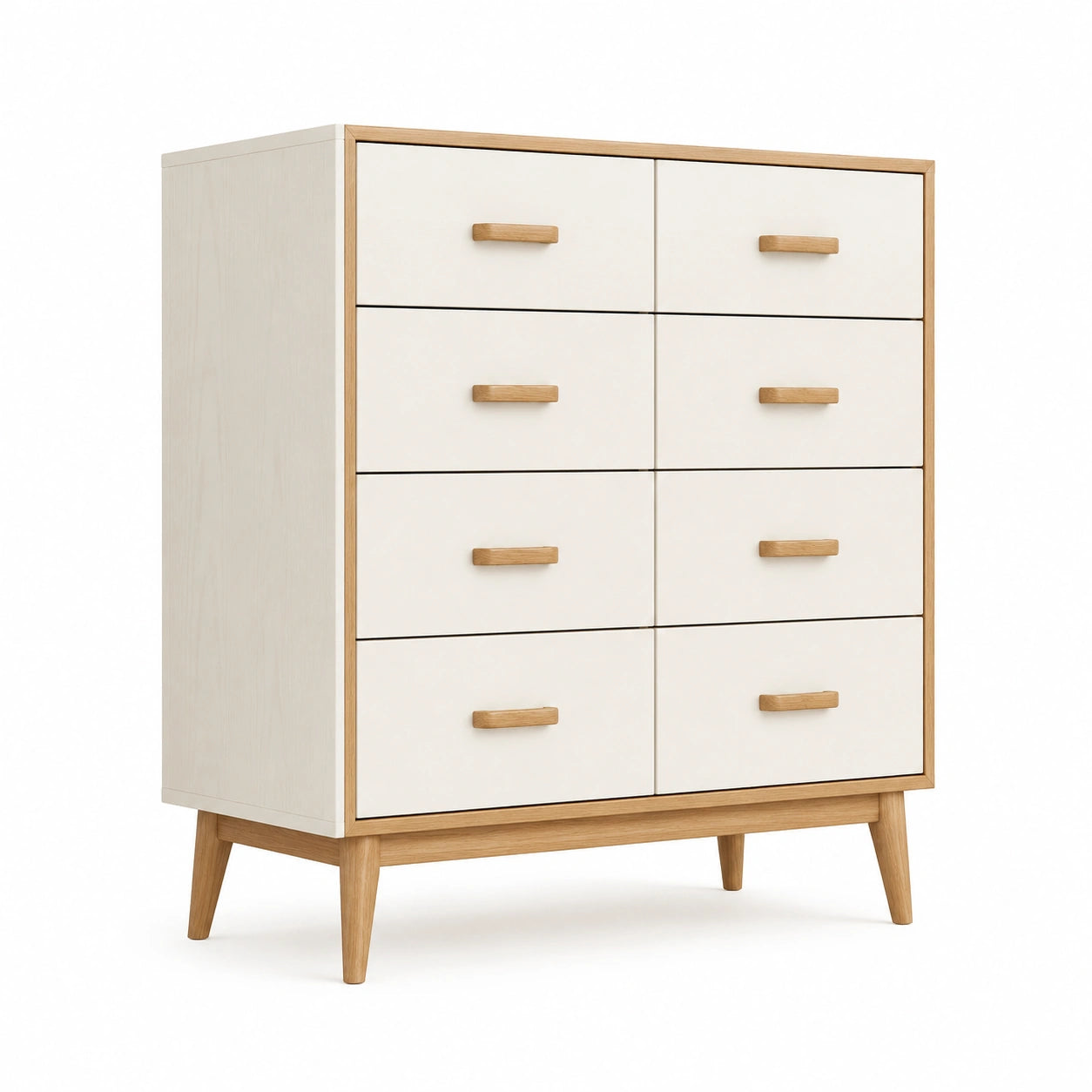 Commode en bois et MDF beige avec 8 tiroirs