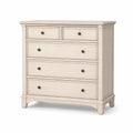 Commode 5 tiroirs en bois massif beige
