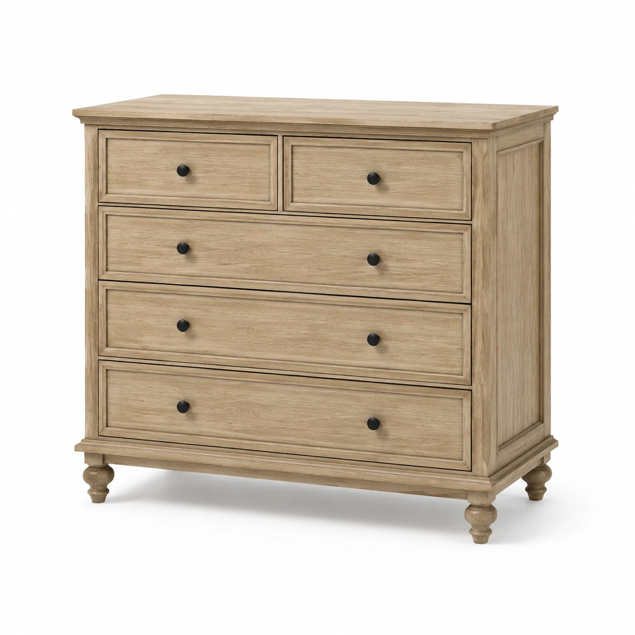 Commode en bois avec 5 tiroirs chêne clair