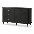 Commode en bois noir avec 6 tiroirs