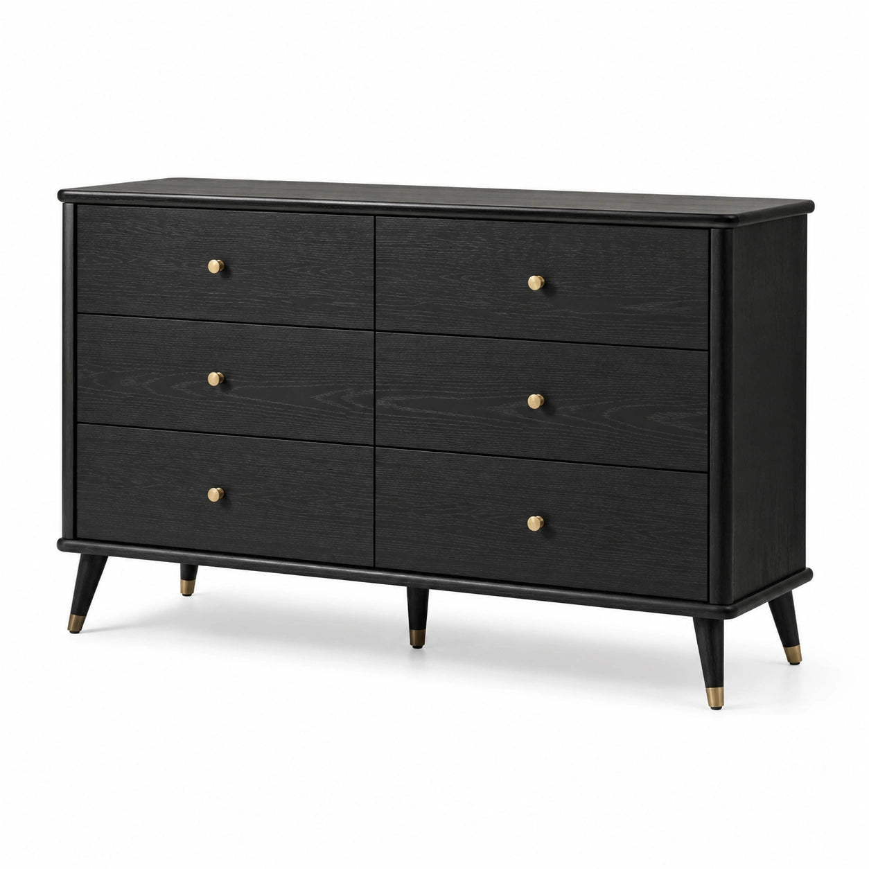 Commode en bois noir avec 6 tiroirs