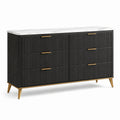 Commode en bois MDF avec marbre et pieds dorés 130x80x40 cm