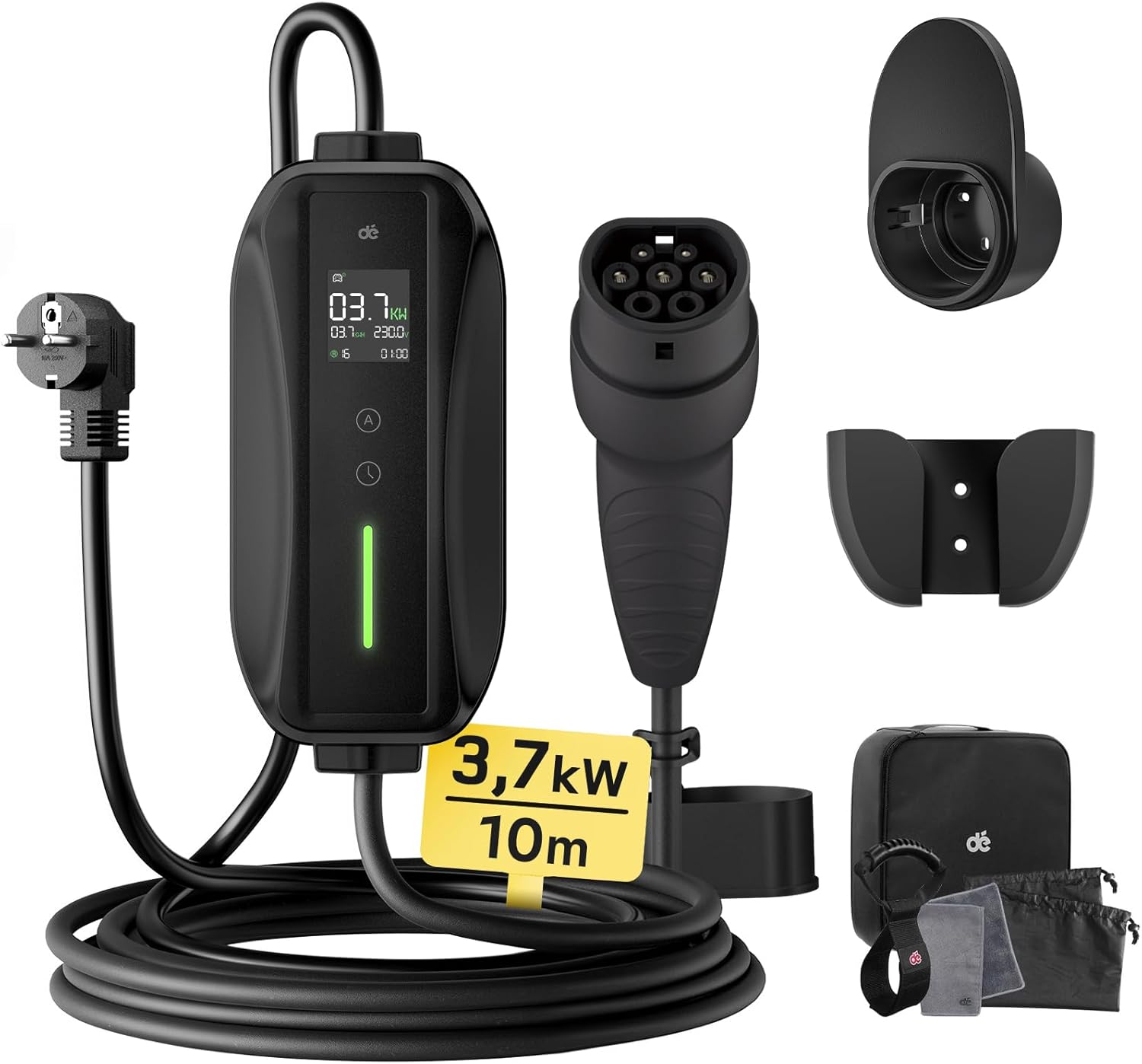 Accessoires de station de charge – Chargeur Voiture Electrique 3, 6/8/10/13/16A Cable de Recharge Type 2 avec LCD écran Numérique Contrôlable, dé