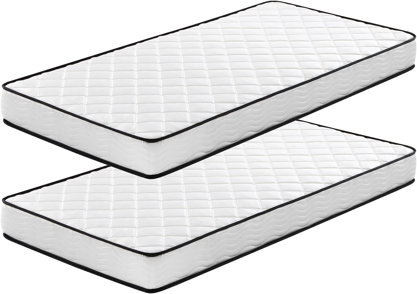 Lot de 2 Matelas 90x190x15cm – Lot de 2 Matelas 90x190 - Épaisseur 15cm Matelas Ergonomique, Luxirest, Blanc/Noir