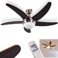 hofstein Ventilateur de plafond Morino avec éclairage intégré – contrôle par télécommande incluse, pour 2 ampoules E14, bois et verre