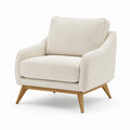 Fauteuil en bois et tissu bouclé crème
