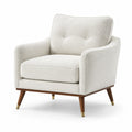 Fauteuil en bois avec tissu bouclé blanc