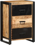 vidaXL Armoire à tiroir 50x35x70 cm Bois de manguier Massif Brut – Armoire avec tiroirs, Commode, classeur, Noir/Bois
