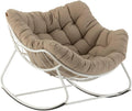 Hespéride – Fauteuils à bascule, HESPERIDE, 96x109x83 cm, Fauteuil Œuf à Bascule Paopao Beige et Blanc, Beige/Blanc