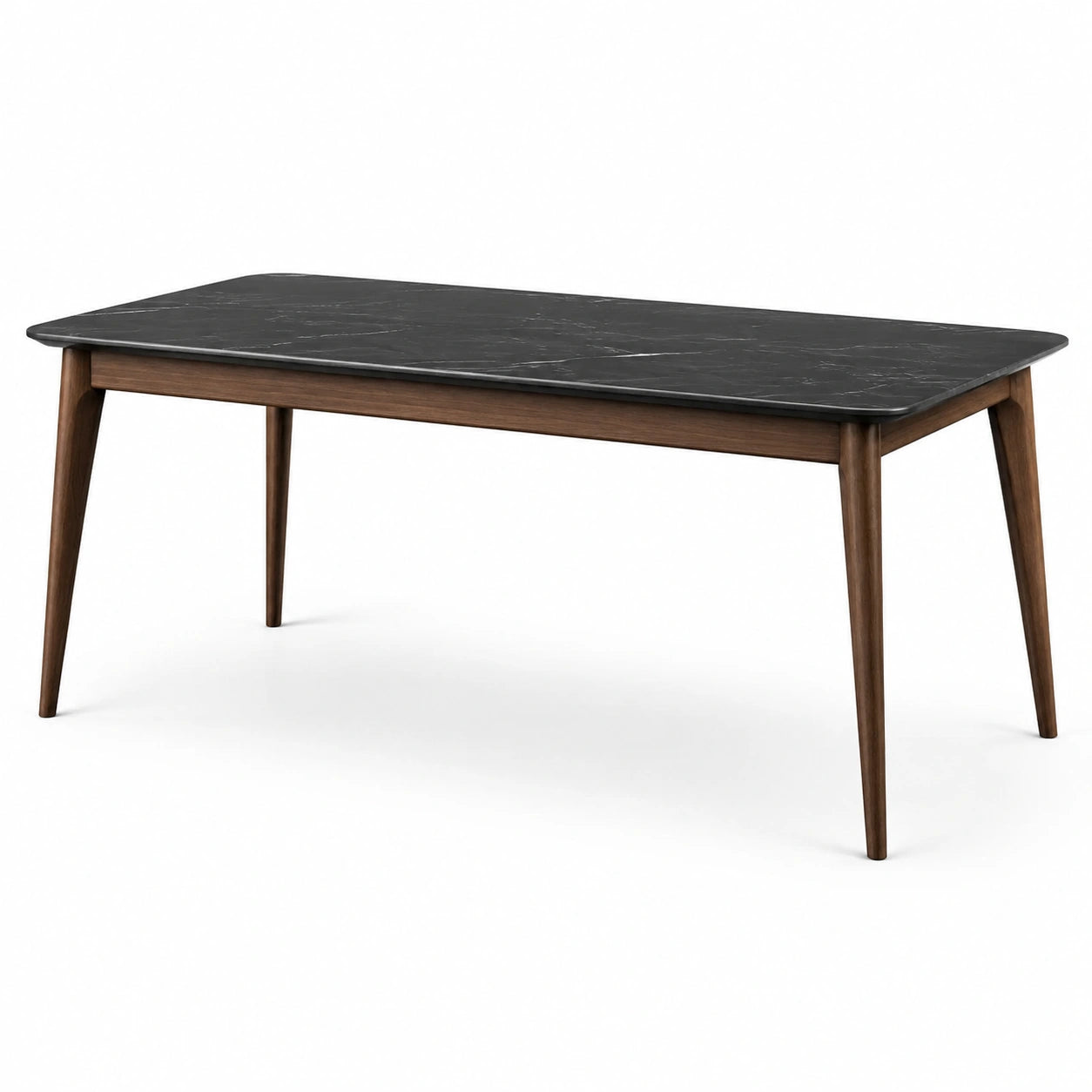 Table rectangulaire en marbre et bois noyer 180x90x75 cm