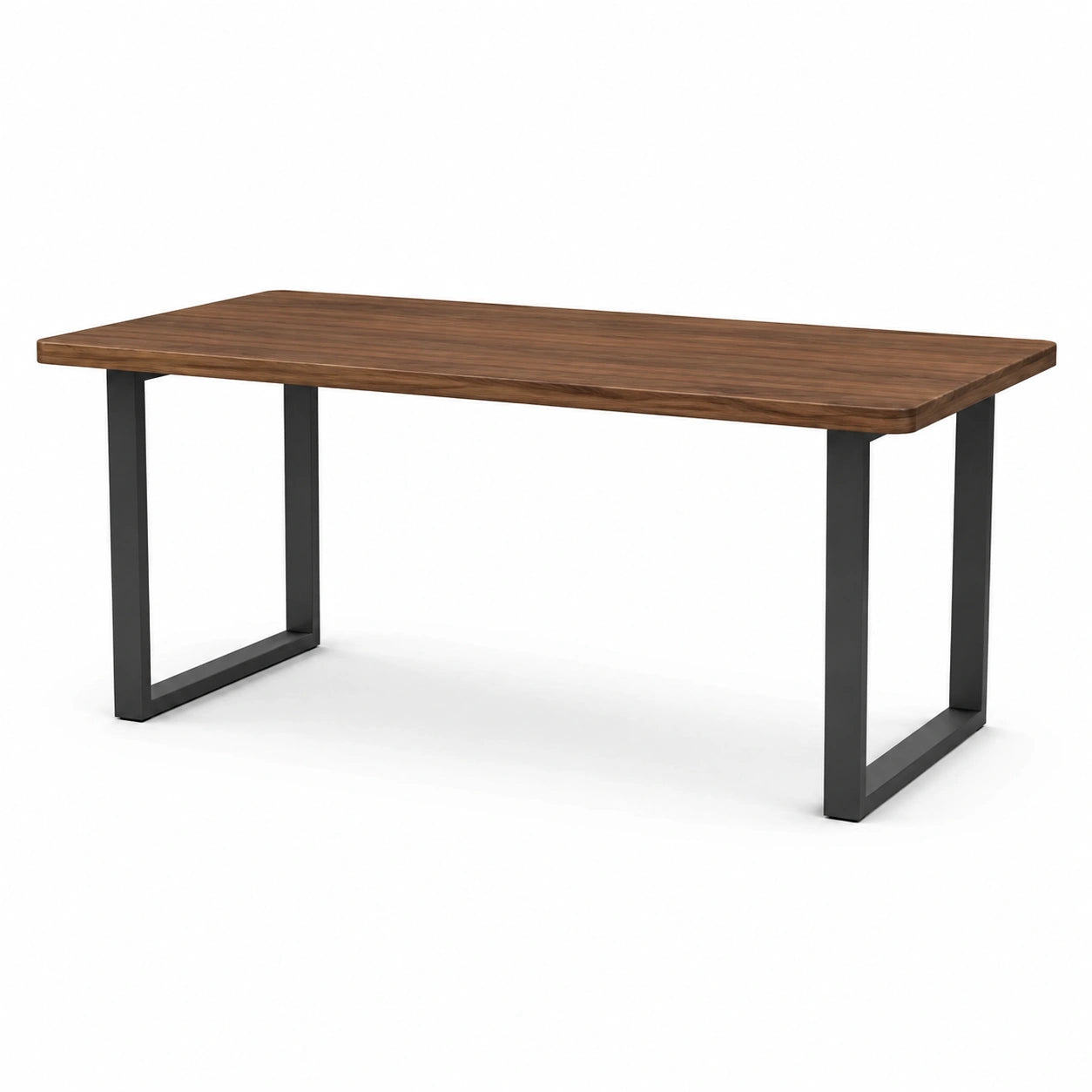 Table rectangulaire en bois de noyer et métal noir 180x90x75 cm