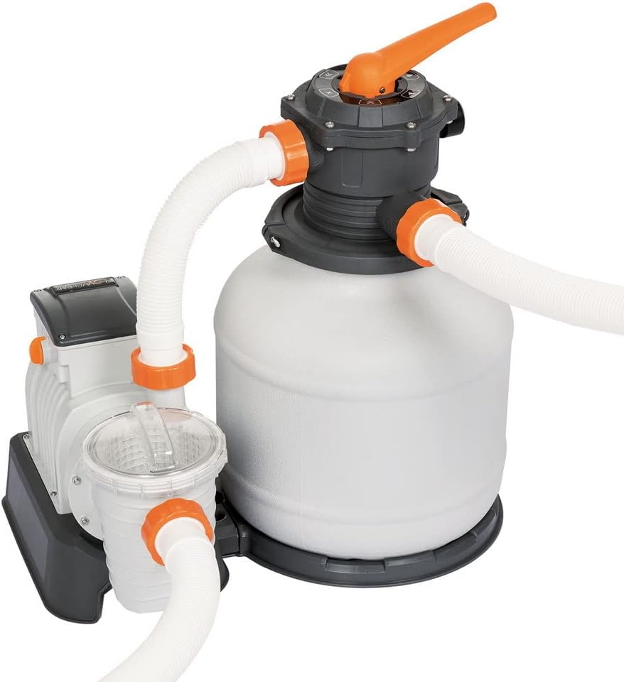 Bestway Filtre à sable Flowclear - 7 – 571 m3/h - Pour Filtrer l'eau de piscine, Blanc/Orange/Gris
