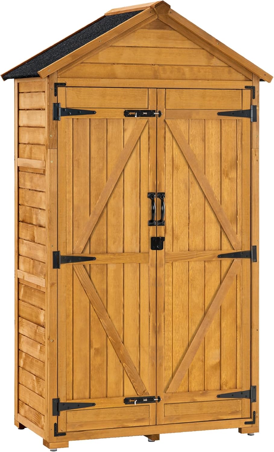 Chaque niveau peut supporter 40 kg – Armoire de Jardin avec Toit à pignon en Bois imperméable Gris/Naturel 1000D 48 x 90 x 178 cm – Abris de jardin