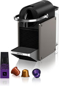 Nespresso Krups Machine à Café Pixie Titane – Cafetières à capsules, KRUPS, 19 Bars + Kit de Bienvenue, YY5290FD, Noir/Argent