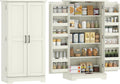 5 Niveaux – Buffet Cuisine – Buffets, crédences et vaisseliers, HOMCOM, avec Portes et étagères réglables, 60 x 40 x 120 cm, crème
