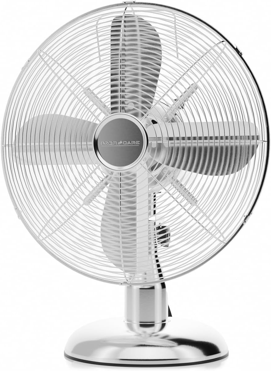PC VL 3062 M - Ventilateur de table - 30 W - Avec angle ajustable - 25 cm - 3 vitesses - 4 – PROFI CARE, 0-1-2-3, - Silencieux - Chrome