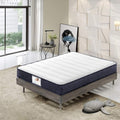 Matelas 140x190x22cm Ressorts Mousse polyuréthane et 22CM mémoire de Forme – TEENO, Taille 140x190 cm, le matelas, Blanc/Bleu Marine