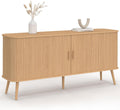 IDMarket Buffet 160 cm Romie XXL Effet Lattes 2 Portes coulissantes – dimensions indiquées, Bois Clair