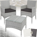 Ensemble Salon de Jardin Extérieur en Poly Rotin 2 Personnes Ensemble Fauteuil Salon et Table – tectake, Coussins Amovibles Inclus