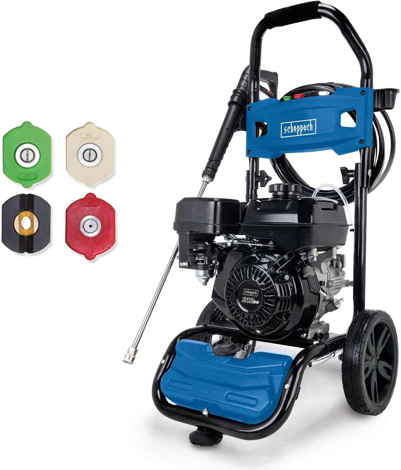 Scheppach Nettoyeur Haute Pression Thermique HCP5000 – Débit 570 l/h, 3 KW, Moteur à Essence 4 Temps 5, 9 CV, Pression 254 Bar, Accessoires Inclus