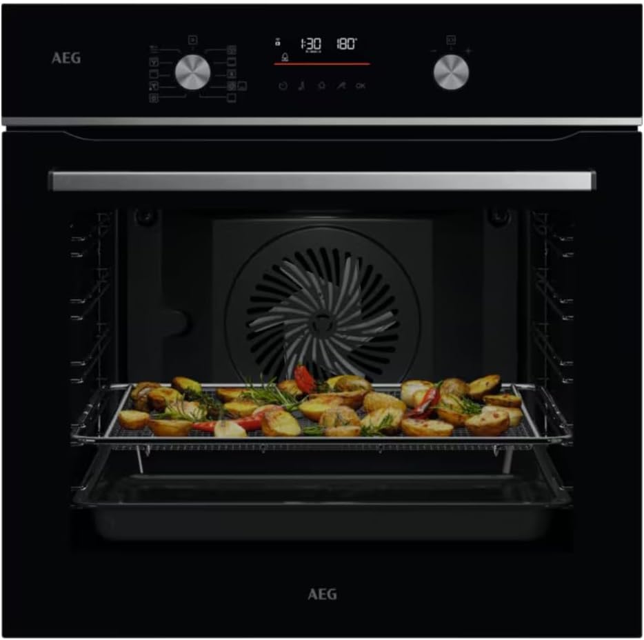 AEG Four multifonction OS6PB511AB – 71L, Wi-Fi, 9 fonctions, 45 programmes, écran LED, noir, plateau AirFry, grill