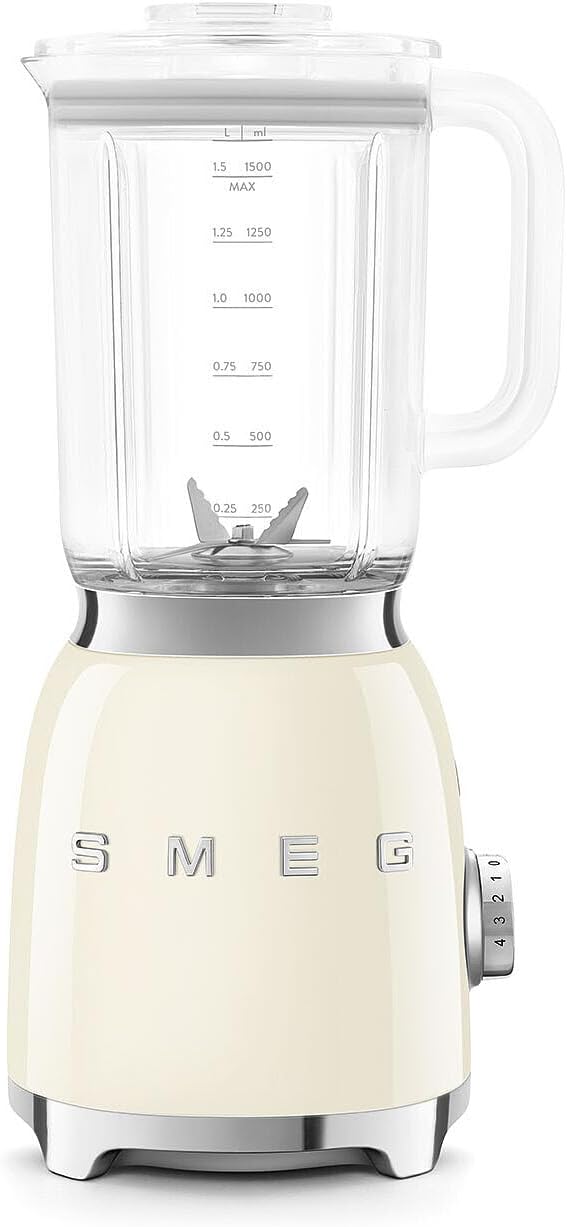 Blender BLF03CREU 1 – Smeg, 5 L, 4 Vitesses, 4 Fonctions Smoothie, 800W, Pulse, Glace Pilée et Autonettoyant, Crème