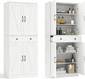 Armoire Chambre 4 Portes avec Grand Tiroir – Armoire de Rangement 183 cm – Armoires, COSTWAY, 3 Étagères Ajustables, Blanc