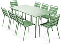 Ensemble Table de Jardin et 8 chaises en métal Vert Cactus - Palavas – Tables à manger, Oviala