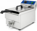 Friteuse Électrique Professionnelle 10 L – Friteuses, 3600 W, Thermostat 50–200°C, Vanne de Vidange, Inox, Argent/Noir
