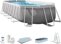 Piscines gonflables – Intex, kit Piscine Prism Frame Ovale Tubulaire (l) 6, 10 x (l) 3, 05 x (h) 1, 22m, Gris/Blanc