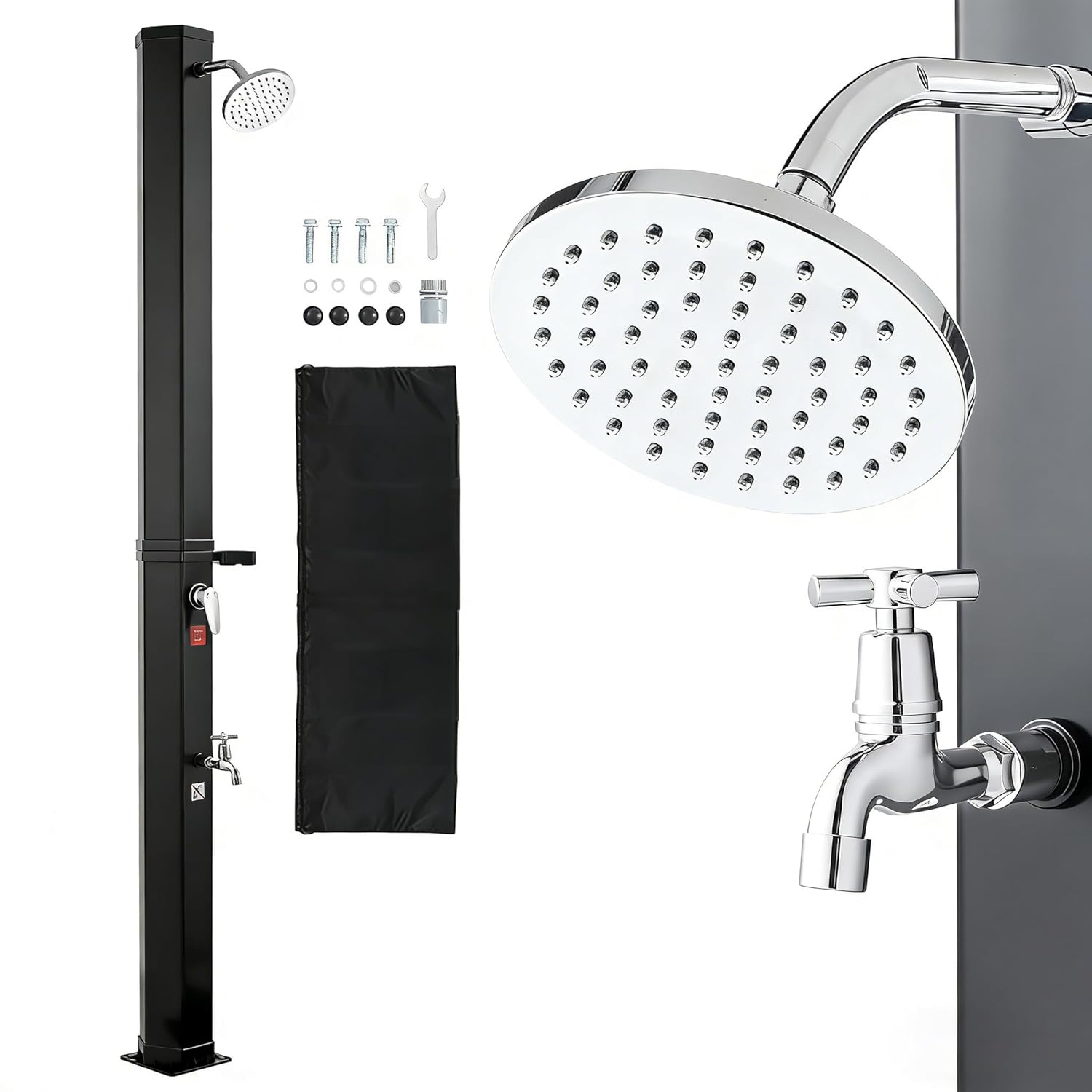Hauteur Pommeau 2 m – Douche Solaire 40 L Douche Extérieur Solaire Autoportante pour Jardin Piscine Plage – Douches de jardin, VEVOR