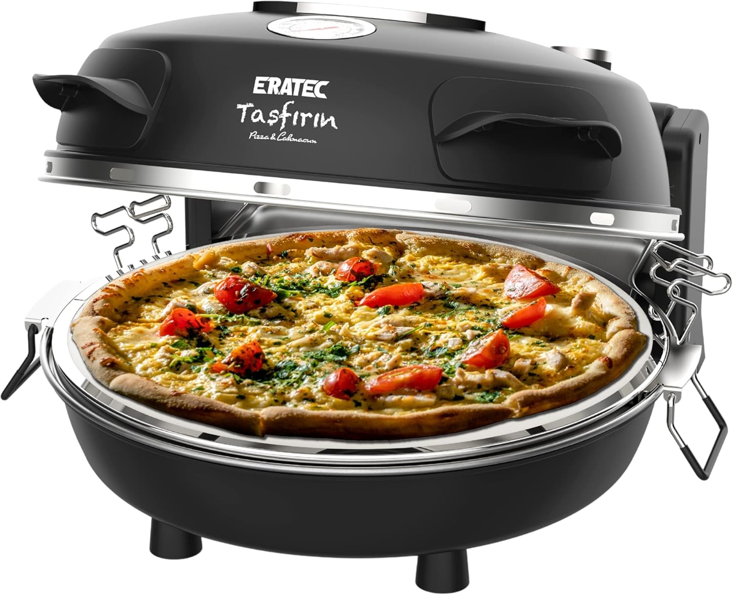 Accessoires et Température Réglable - Un Véritable Goût de Four à Pierre! – Mini Four à Pizza Électrique PM-27: Appareil 400°C pour Pizza